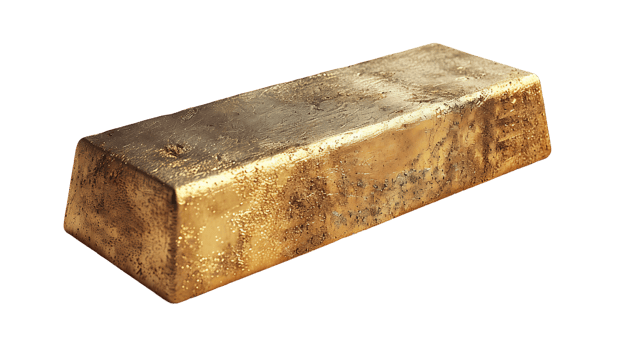 Gold ingot on a transparent background png