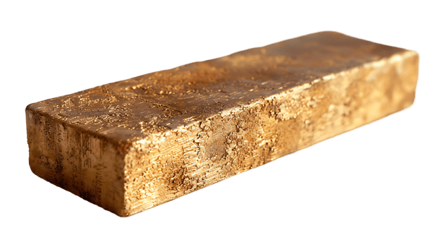 Gold ingot on a transparent background png