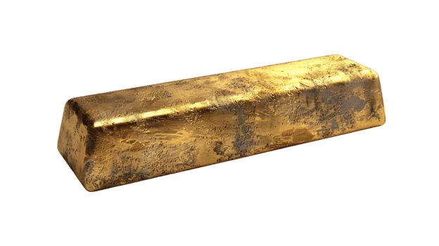 Gold ingot on a transparent background png