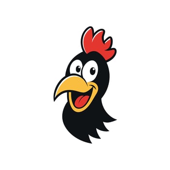 Ayam Cemani chicken smiles icon illustration vector