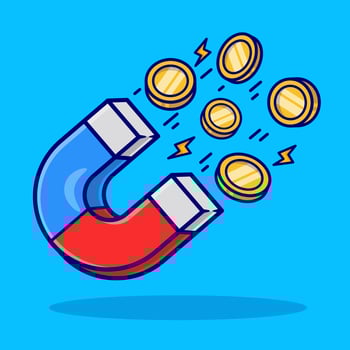 cartoon Magnet attracting money illustration isolated vector