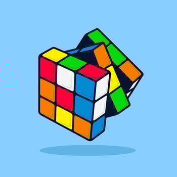 illustration cartoon rubik's cube icon vector