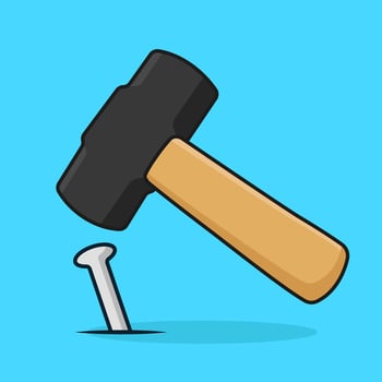 illustration cute cartoon hammer and nail, design vector