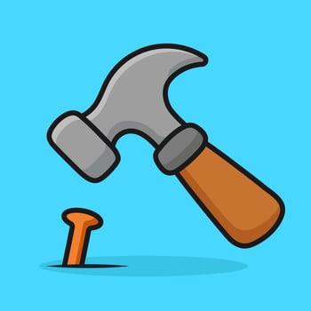 illustration cute cartoon hammer and nail, design vector