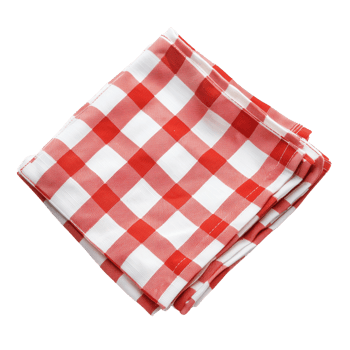 Red checkered cotton kitchen napkins neatly folded and isolated on a transparent background png