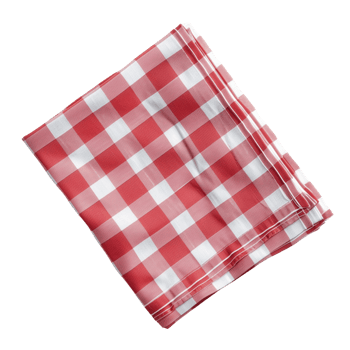 Red checkered cotton kitchen napkins neatly folded and isolated on a transparent background png