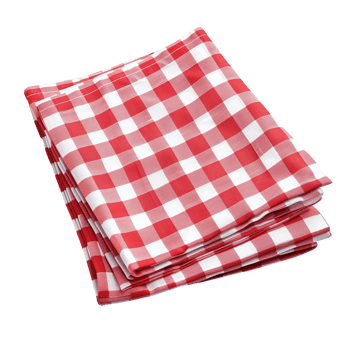 Red checkered cotton kitchen napkins neatly folded and isolated on a transparent background png