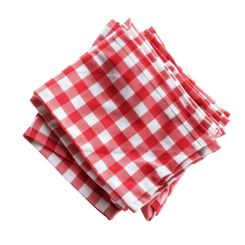 Red checkered cotton kitchen napkins neatly folded and isolated on a transparent background png
