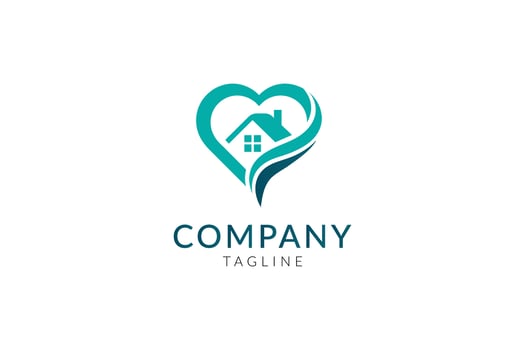Heart house monogram modern logo vector