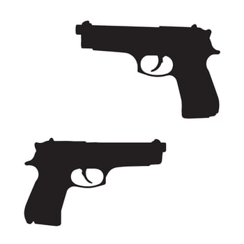 Two guns silhouette on a white background vector