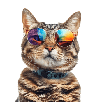 Cat wearing cool summer glasses isolated on transparent background png