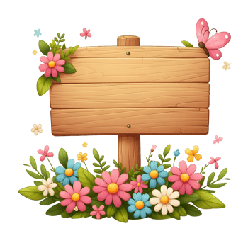 flower Wood Sign Board isolated background png