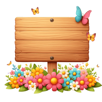 flower Wood Sign Board isolated background png