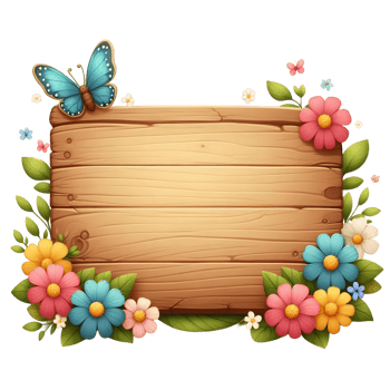 flower Wood Sign Board isolated background png