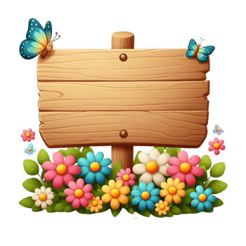 flower Wood Sign Board isolated background png