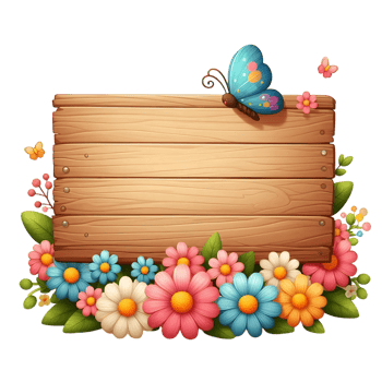 flower Wood Sign Board isolated background png