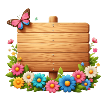 flower Wood Sign Board isolated background png