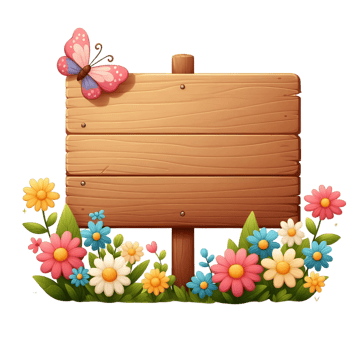 flower Wood Sign Board isolated background png