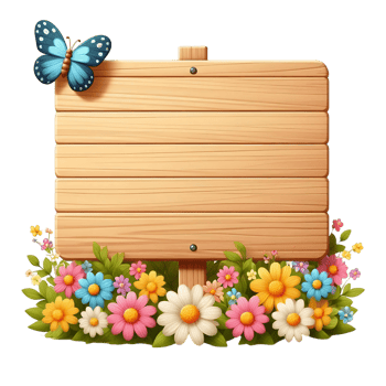 flower Wood Sign Board isolated background png