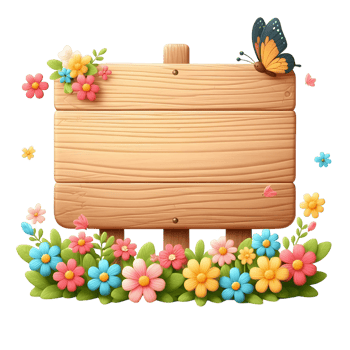 flower Wood Sign Board isolated background png