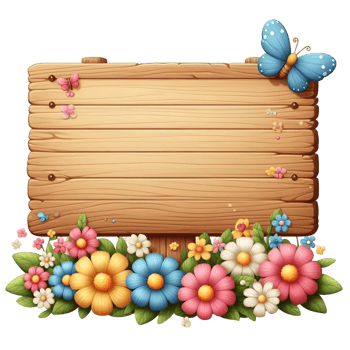 flower Wood Sign Board isolated background png