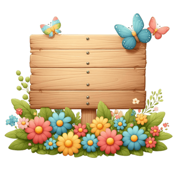flower Wood Sign Board isolated background png