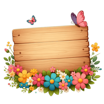 flower Wood Sign Board isolated background png