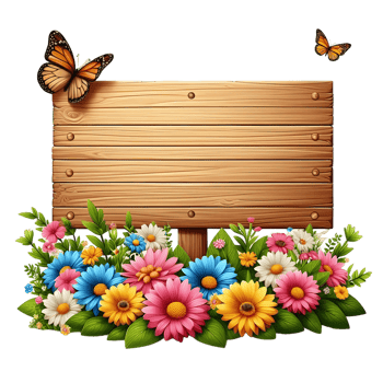 flower Wood Sign Board isolated background png