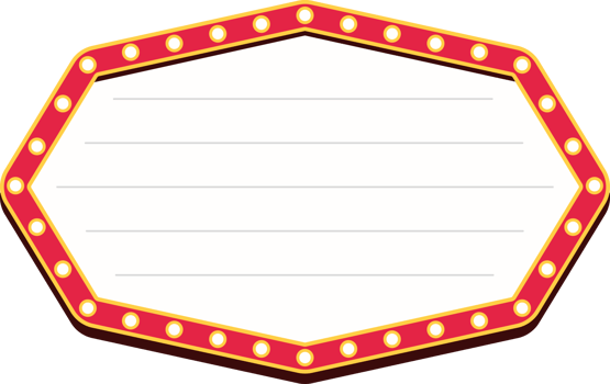 Retro lightbox billboard template, Octagon banner advertising, Movie theater light frames. png