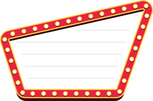 Retro lightbox billboard template, Rectangle banner advertising, Movie theater light frames. png