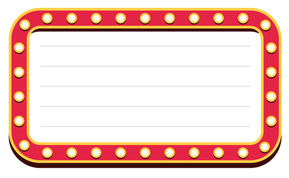 Retro lightbox billboard template, Rectangle banner advertising, Movie theater light frames. png