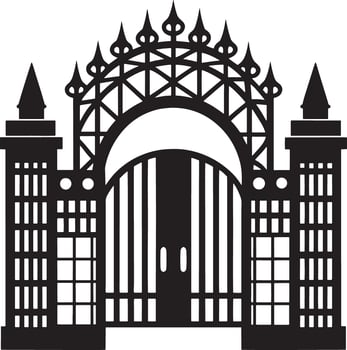 silhouette of the house gate illustration black and white vector