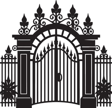 silhouette of the house gate illustration black and white vector
