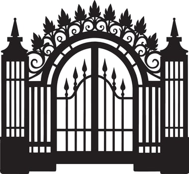 silhouette of the house gate illustration black and white vector