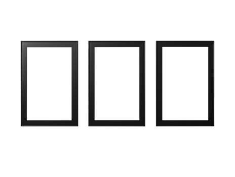 empty black picture frame isolated on transparent background png