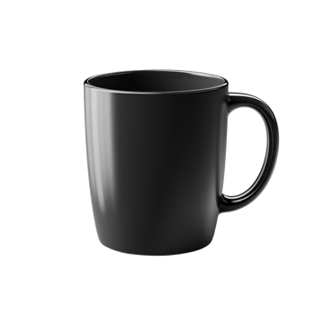 Empty black coffee mug isolated on transparent background png