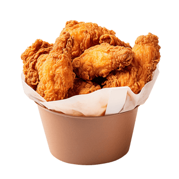 Fried chicken in paper bucket isolated on transparent background png