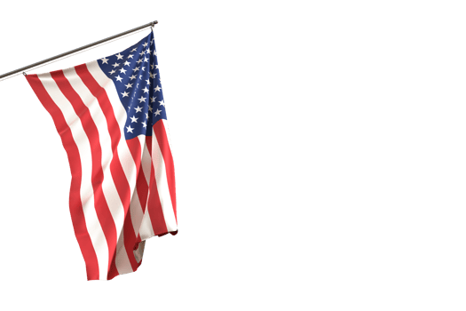 Waving flag of American, USA flag on a transparent background. png
