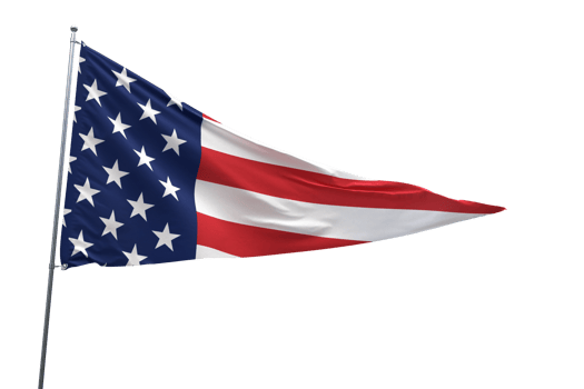 Waving flag of American, USA flag on a transparent background. png