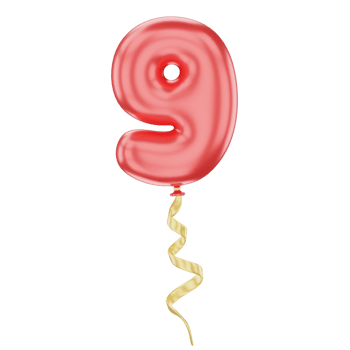 3D Balloon Number 9 Icon for uiux, web, app, infographic, etc png