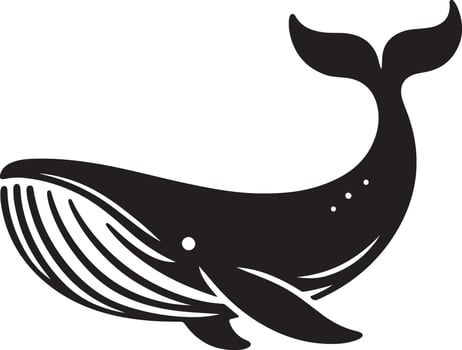 Black whale silhouette white background vector