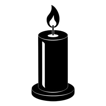 candle icon black silhouette on white background vector
