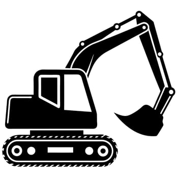 an excavator is shown in silhouette on a white background vector