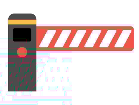 railroad or construction works barrier. Railway gate icon. Rail way or parking zone stop sign isolated on white background vector