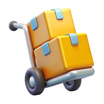 Boxes with Trolley 3d Object png