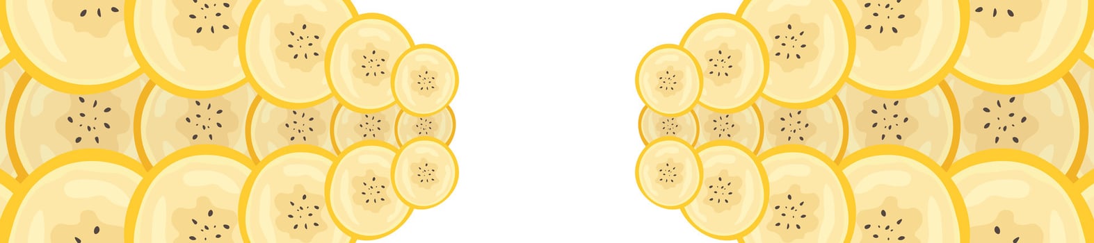 Pieces of banana slice snack. Topical resh banana slice cut fruit. National Banana Day vector