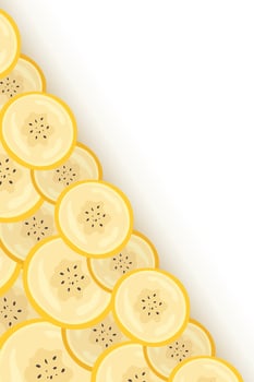 Pieces of banana slice snack. Topical resh banana slice cut fruit. National Banana Day vector