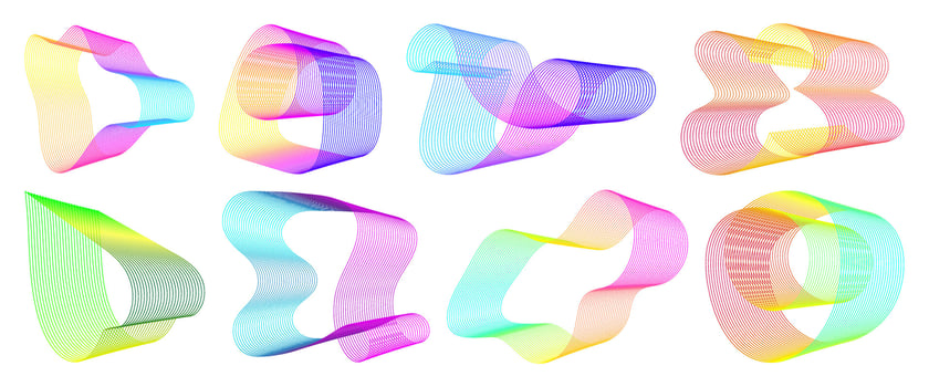 Abstract flowing wavy lines circle ring with neon rainbow gradient color. Digital round frequency track and voice equalizer. elegant and blend design element vector