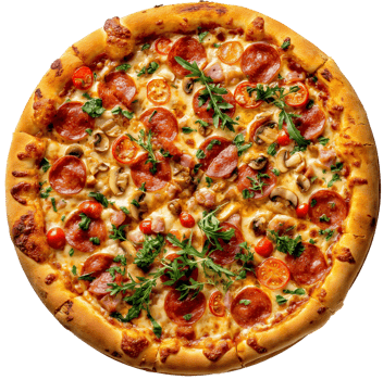 A Buffalo Pizza isolated on a transparent background png