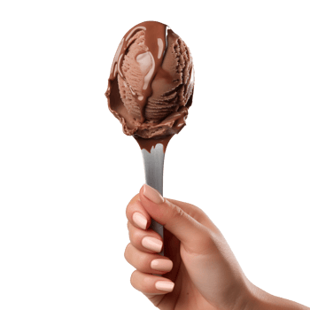 Hand hold chocolate ice cream spoon isolated on transparent background png